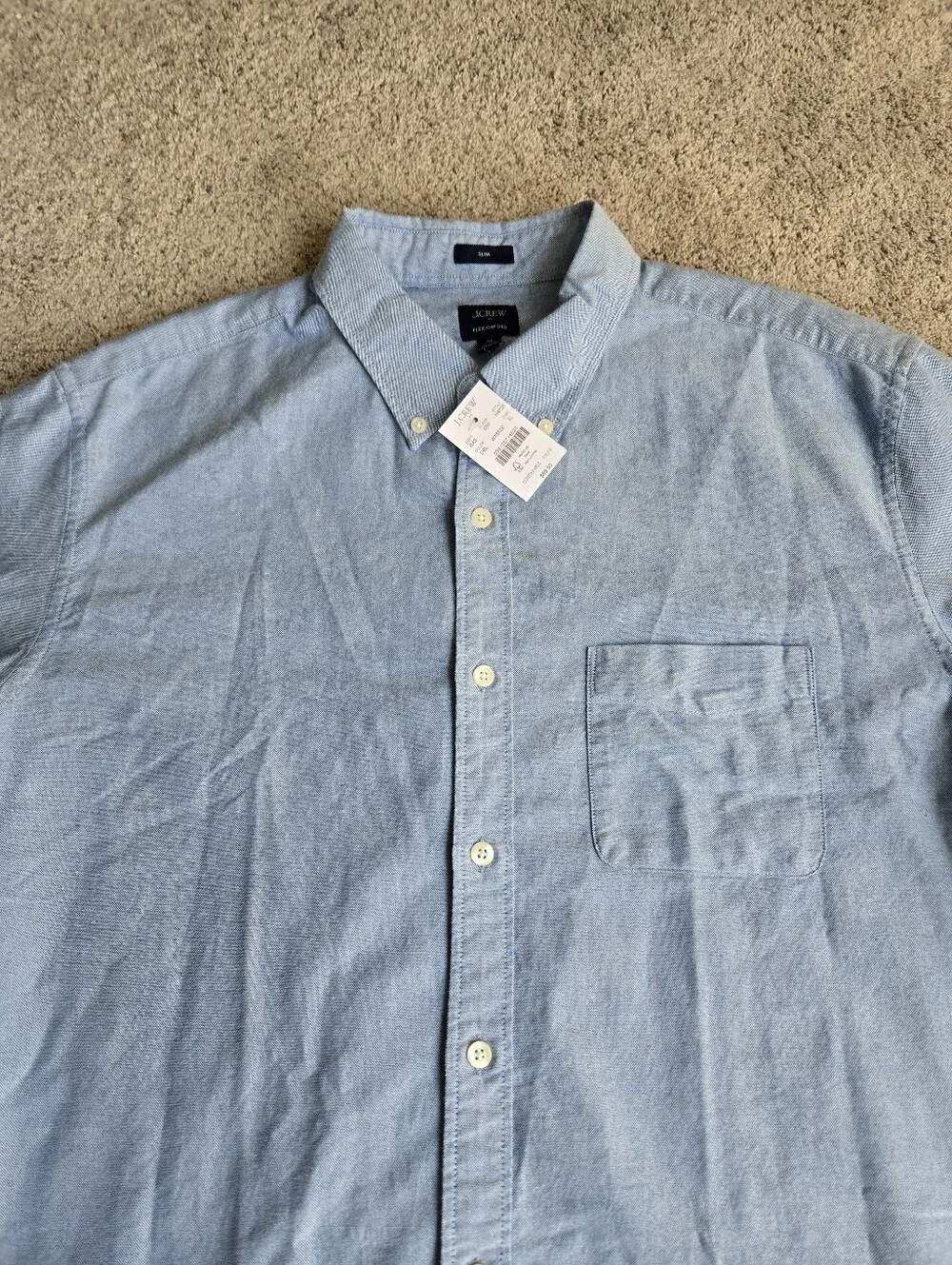 J.Crew Light Blue Men’s Button-Down Fkex Oxford Shirt Slim XL